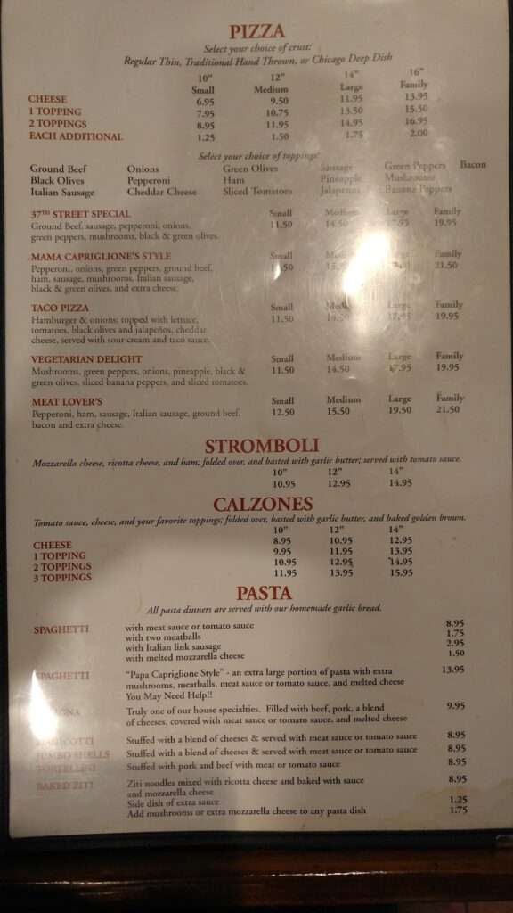 Thirty Seventh Street Pizzaria menu 5