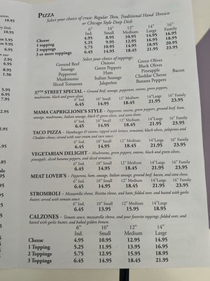 Thirty Seventh Street Pizzaria menu 2