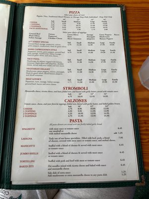 Thirty Seventh Street Pizzaria menu 1